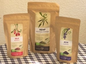 Gojibeeren, Hanfprotein und Acai-Pulver