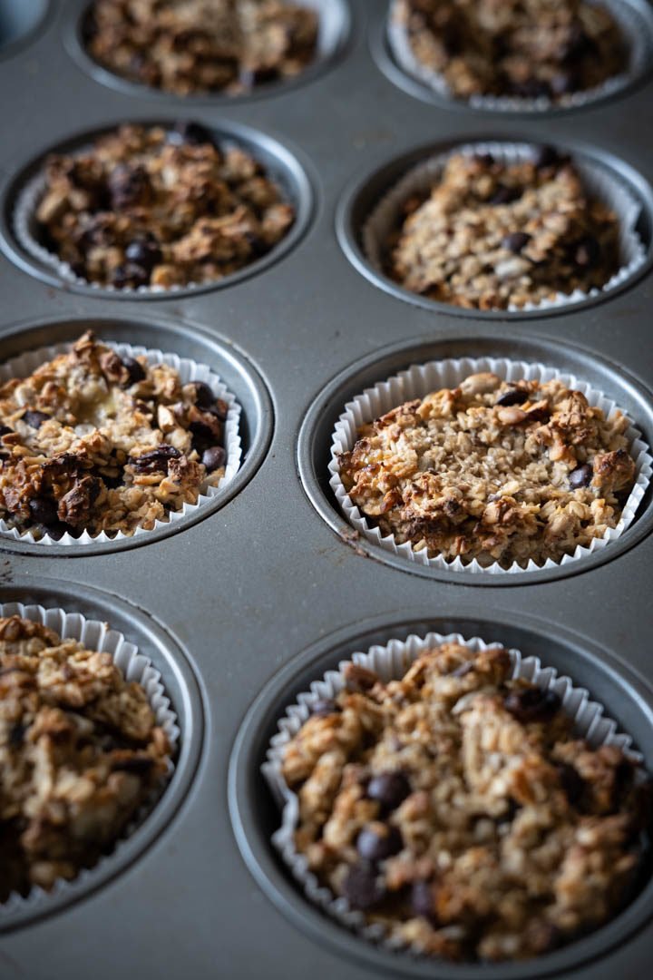 Müslimuffins in einem Muffin-Backblech