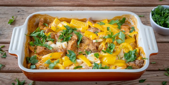 Veganes Paprika-Sahne-Hähnchen » beVegt
