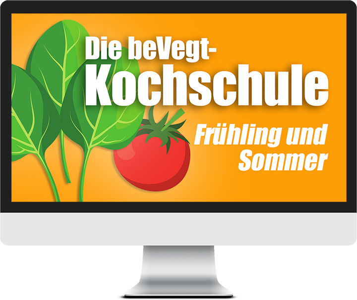 Bildschirm mit dem Logo der beVegt-Kochschule