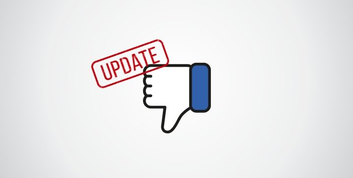 Ein umgedrehter Facebook-Like-Daumen mit dem Störer "Update"